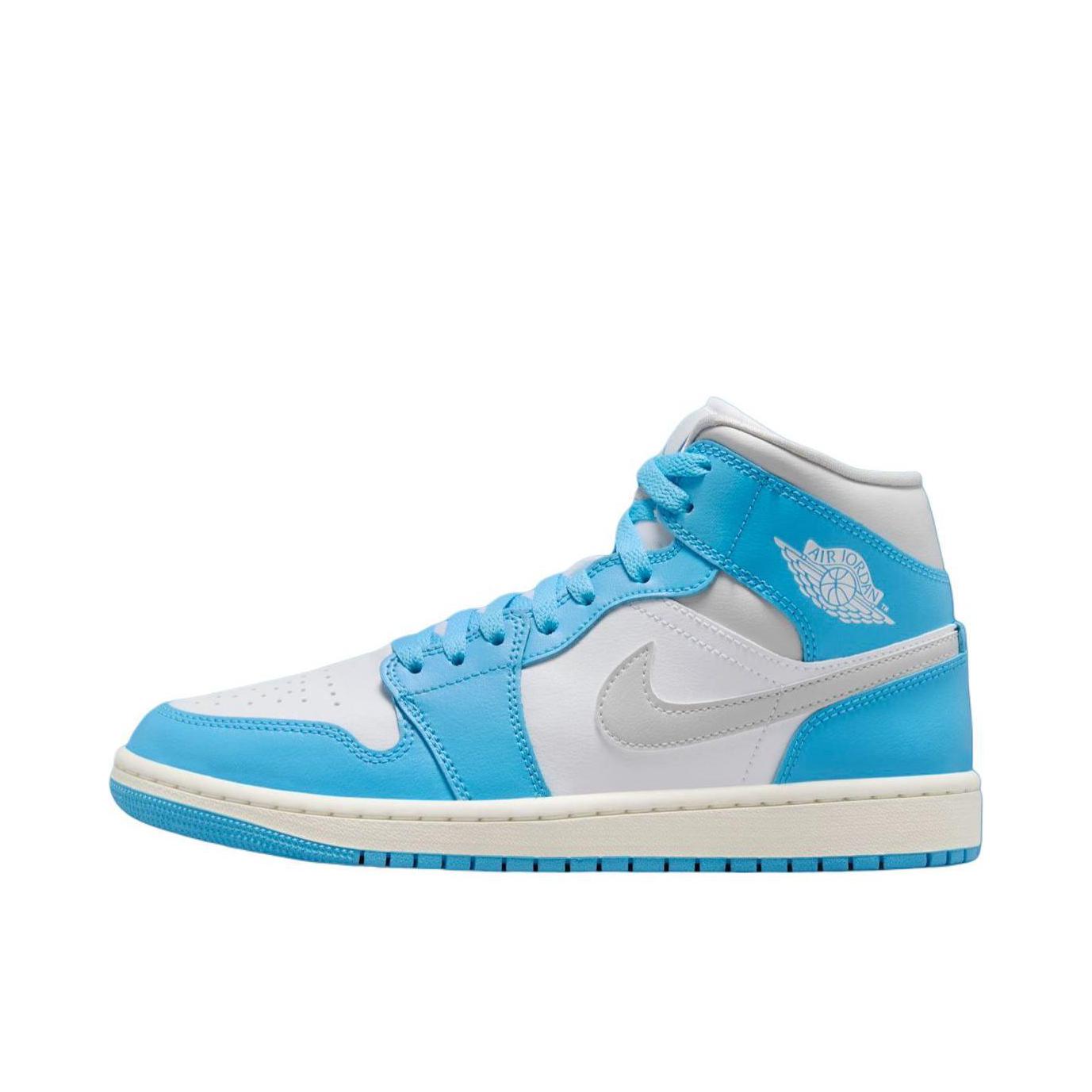 推荐商品：Air Jordan 1 板鞋 运动休闲鞋 复古潮流支撑合成革 中帮/蓝色/白色