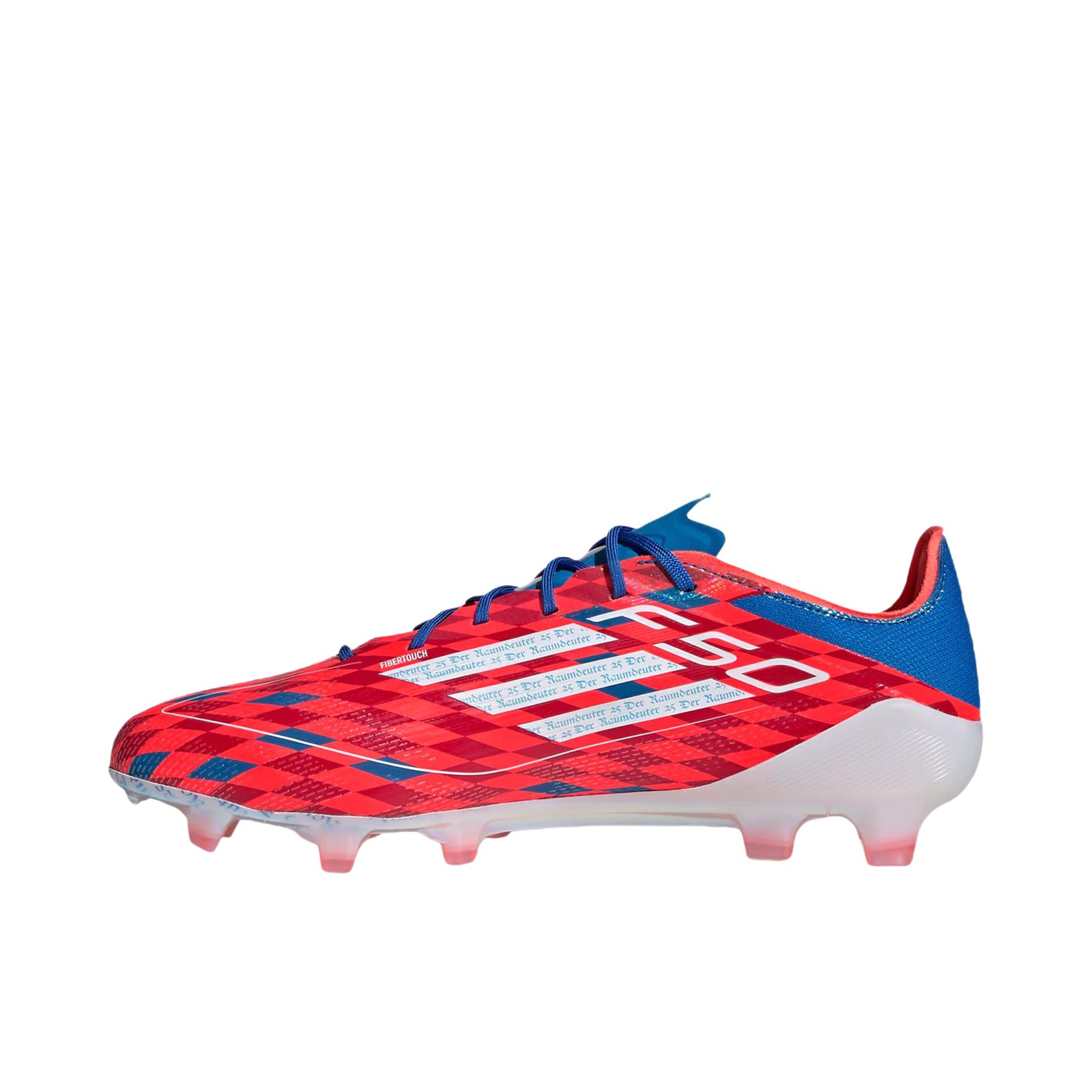 推荐商品：adidas F50 ELITE HG 顶级 胶质短钉 人造草地 包裹性 足球鞋 红色/蓝色 