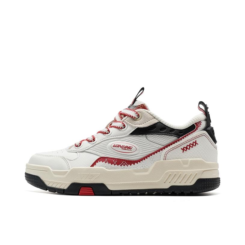 推荐商品：特步 征程 时尚 百搭复古 防滑耐磨 轻便软底 板鞋 女款/帆白/黑色/新樱桃红