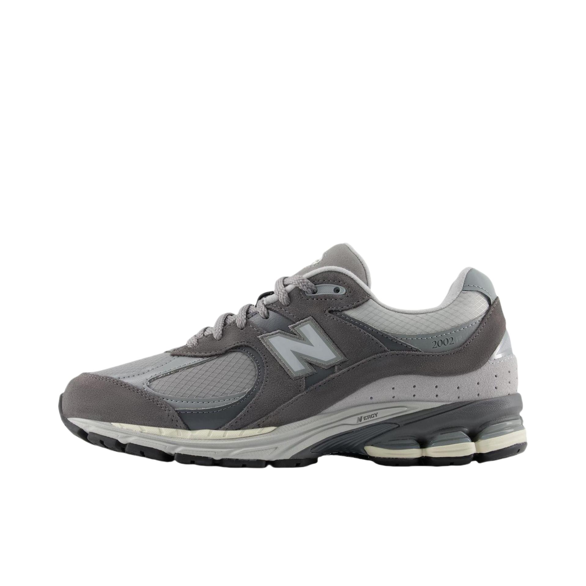 推荐商品：New Balance 2002R 跑鞋 缓震防滑耐磨透气复古拼接防水气垫慢跑支撑 D宽/深灰色/浅灰色
