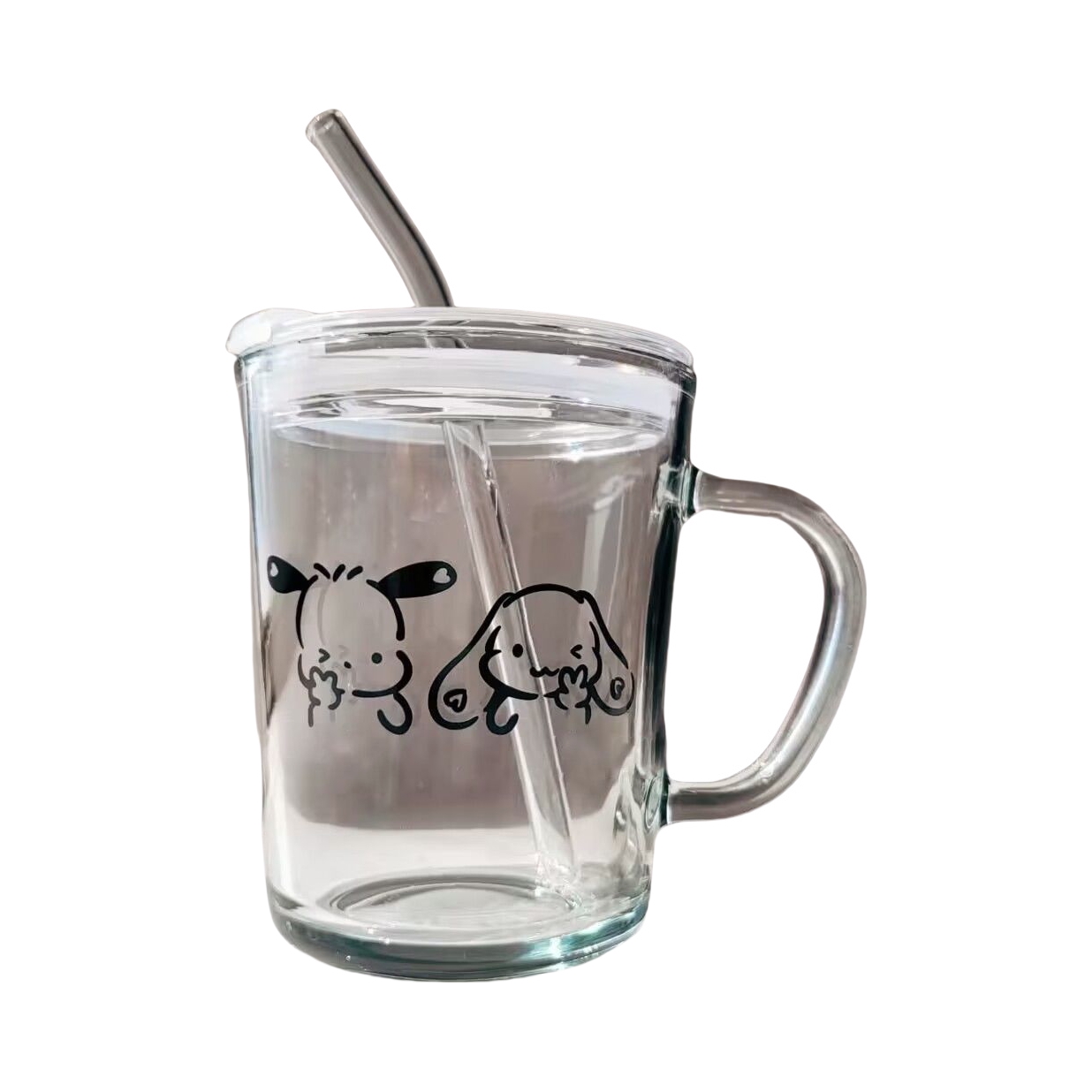 推荐商品：小鱼家的猫 350ml 简约印花直身玻璃杯