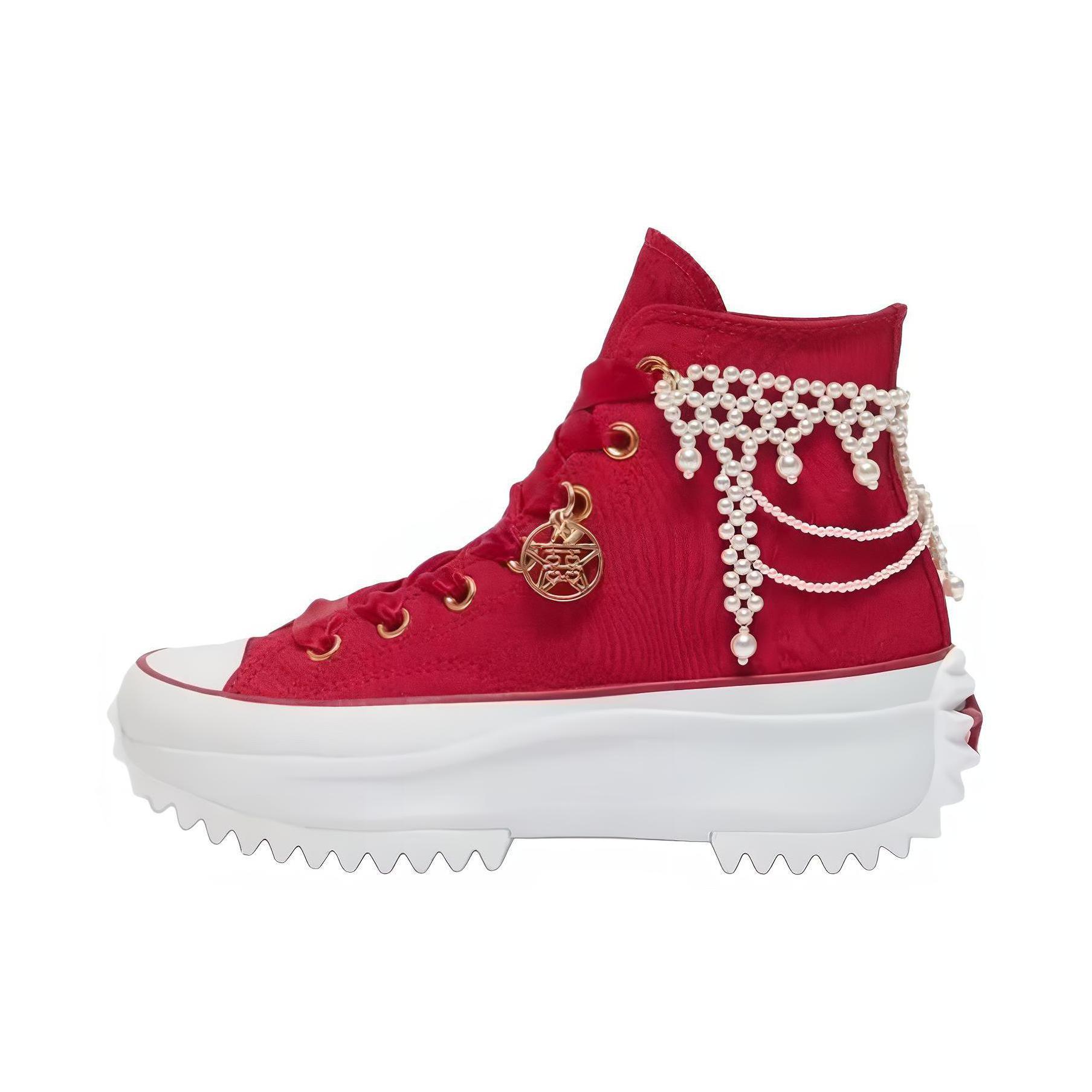 推荐商品：Converse/匡威 Run Star Hike 厚底 防滑 松糕鞋 增高鞋 运动休闲鞋 珍珠/红色
