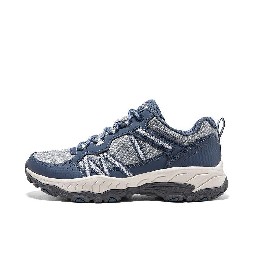 推荐商品：Skechers/斯凯奇  岚霖系列  樾林  舒适透气 防滑 缓震耐磨 网面  登山鞋 徒步鞋 户外鞋 蓝色/灰色