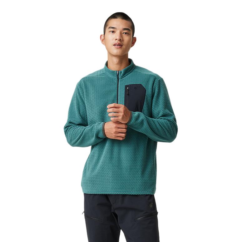 推荐商品：SANFO PLUS/三夫户外  隐者山之道保暖透气拉链套头抓绒衣 男女同款 69410IJM24002 海松绿