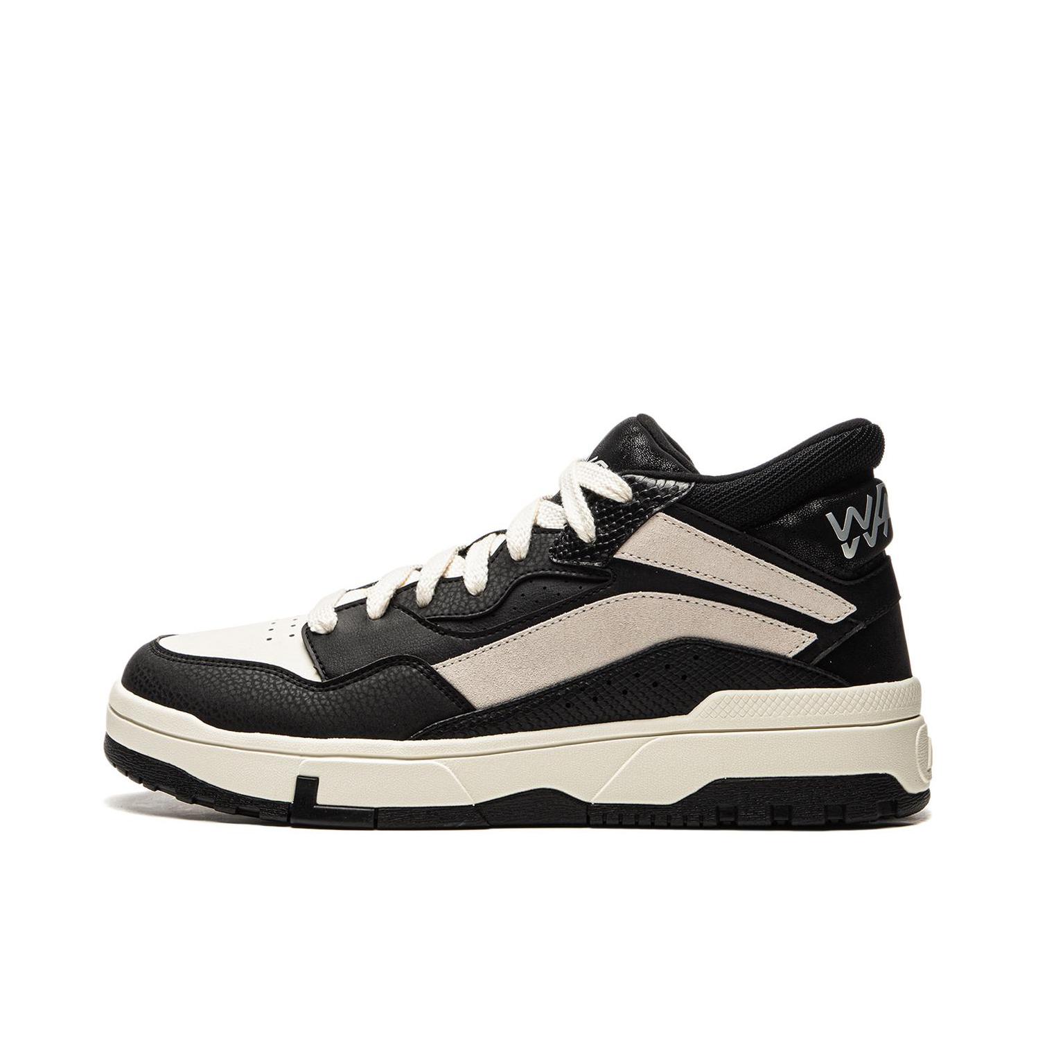 推荐商品：李宁 惟吾MID 防滑耐磨 减震回弹 舒适透气 潮流百搭 运动休闲鞋 黑色/米白色