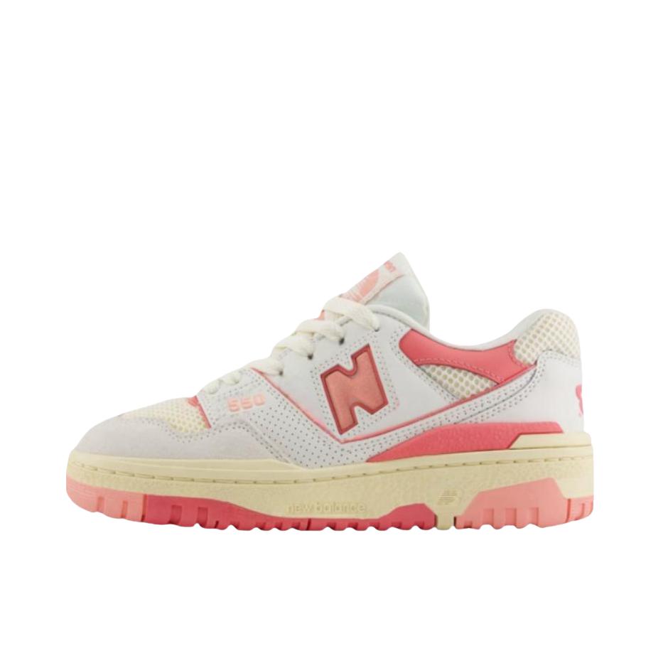 推荐商品：New Balance 550 复古 舒适 百搭 减震透气 防滑耐磨 潮流 运动休闲鞋 大童/白色/粉色