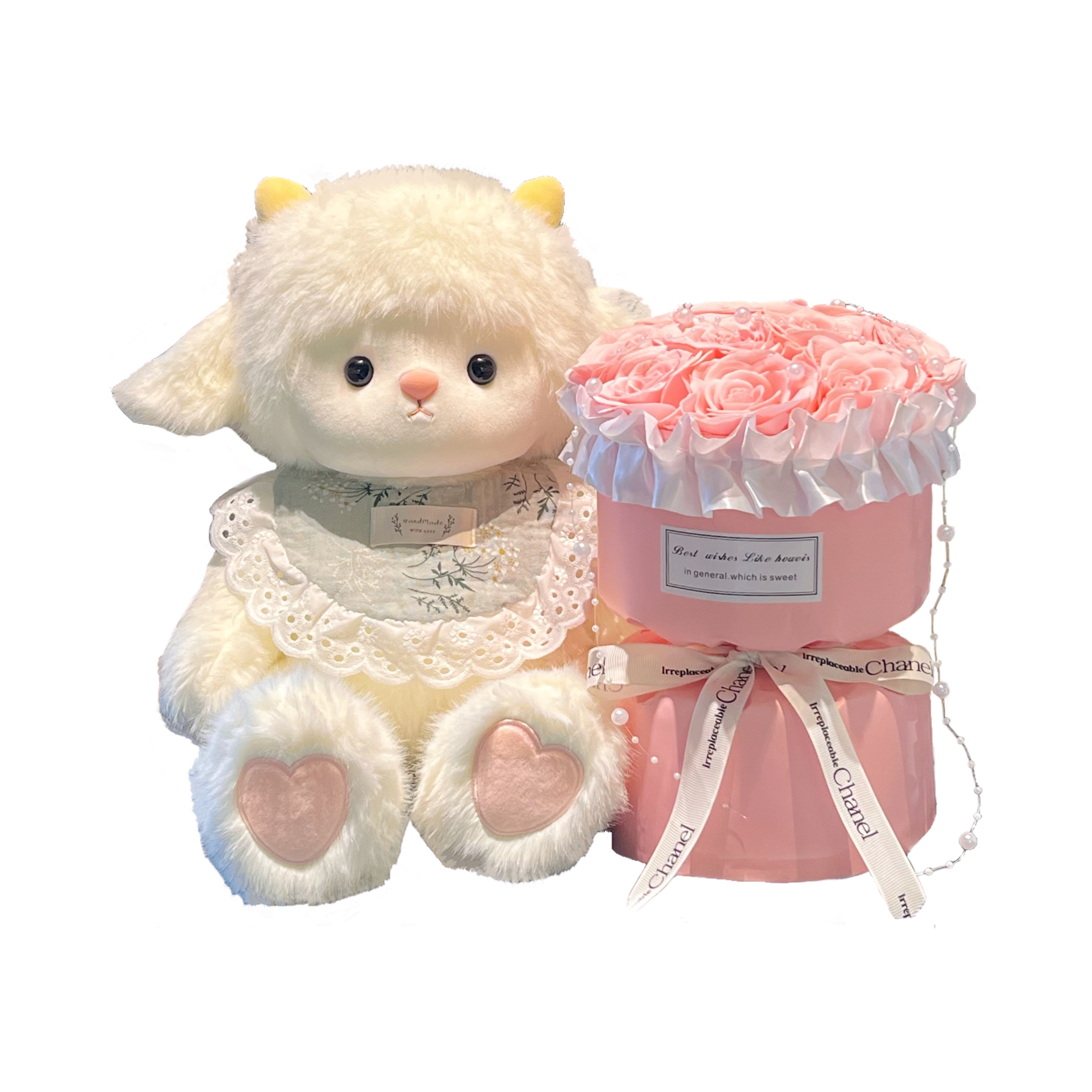 推荐商品：楚质 软萌围兜小羊 baby晚安系列 毛绒玩具