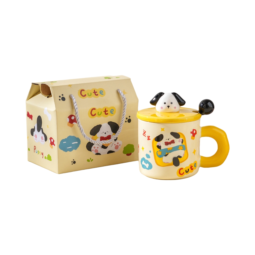 推荐商品：琪虎 MKB-1103 萌趣小狗款 400ml 可加热 陶瓷 马克杯 礼盒装