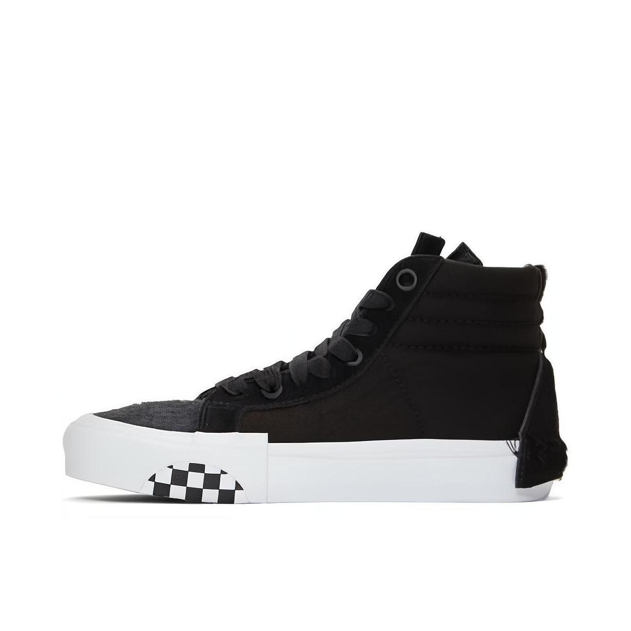 推荐商品：Vans/范斯 SK8-Hi 板鞋 潮流经典拼接复古街头厚底 Pony/Black Checkerboard 黑色马毛解构