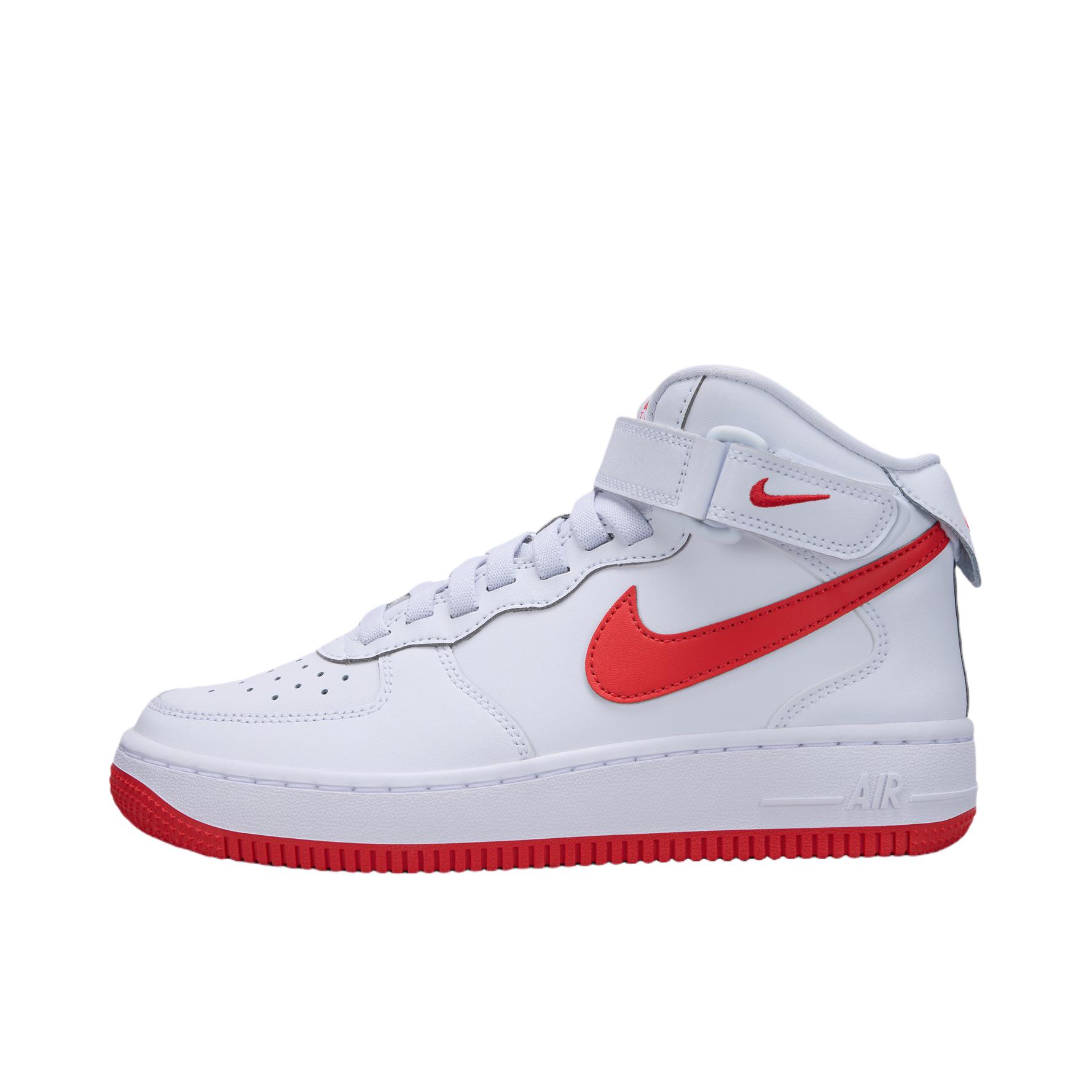 推荐商品：Nike Air Force 1 空军一号 板鞋 轻便舒适百搭耐磨防滑复古 大童/白色/浅深红色