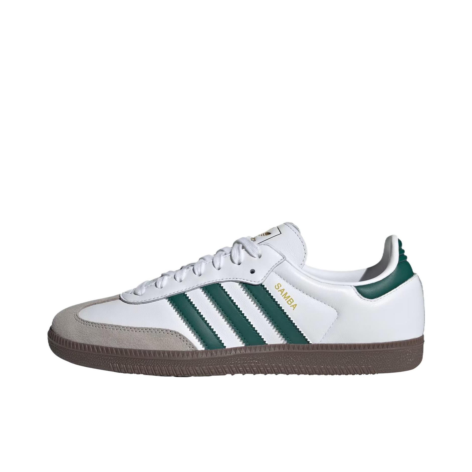 推荐商品：adidas Originals Samba OG T头鞋 板鞋 经典复古舒适百搭耐磨合成革圆头薄底贴合 白色/墨绿色