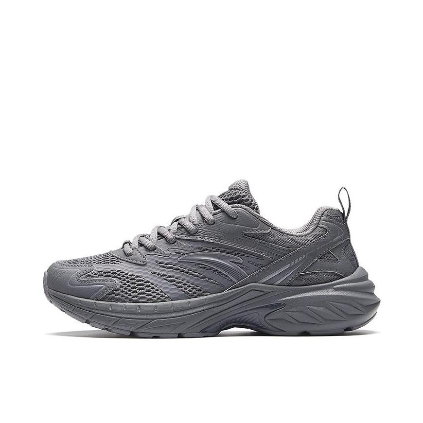 推荐商品：安踏 AT2000 跑鞋 耐磨缓震软弹软底平跟圆头增高网面 女款/钢灰色