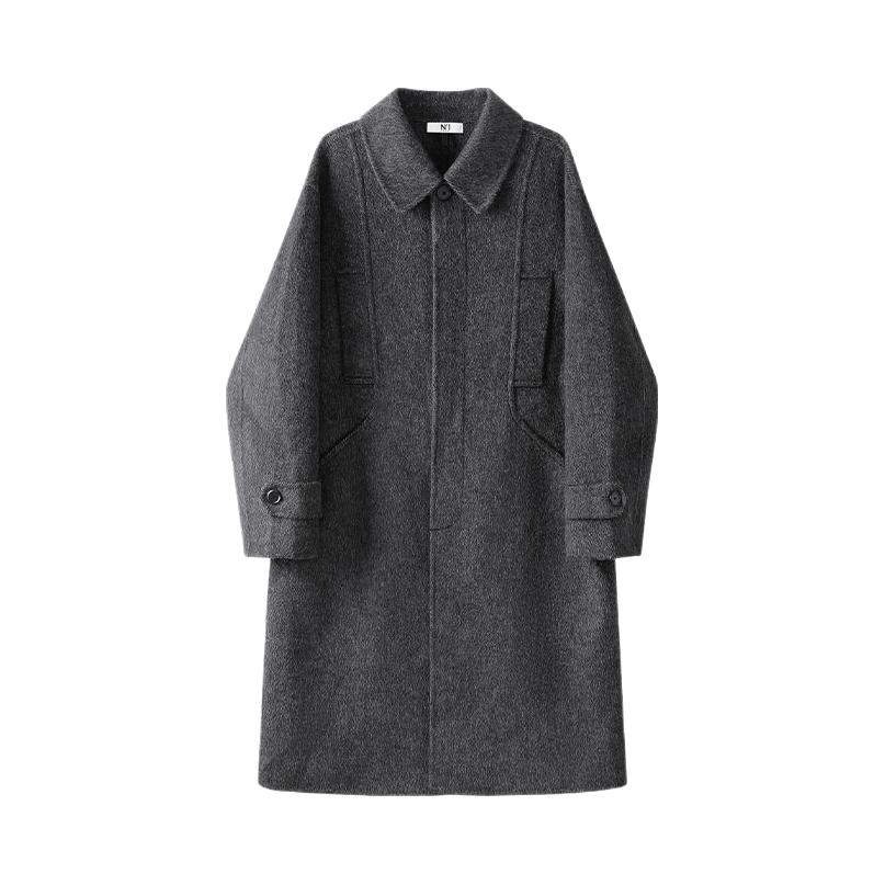 推荐商品：N1  双面混纺纯色耐磨透气毛呢外套 144C2150 深灰