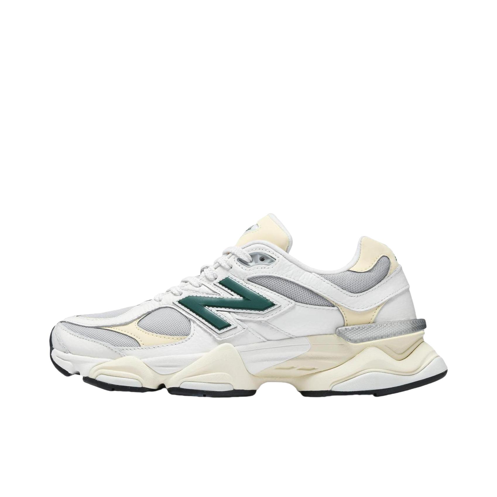 推荐商品：New Balance 9060 跑鞋 绒面革舒适减震网面透气防滑耐磨拼接复古增高圆头贴合耐穿 D宽/白色/绿色