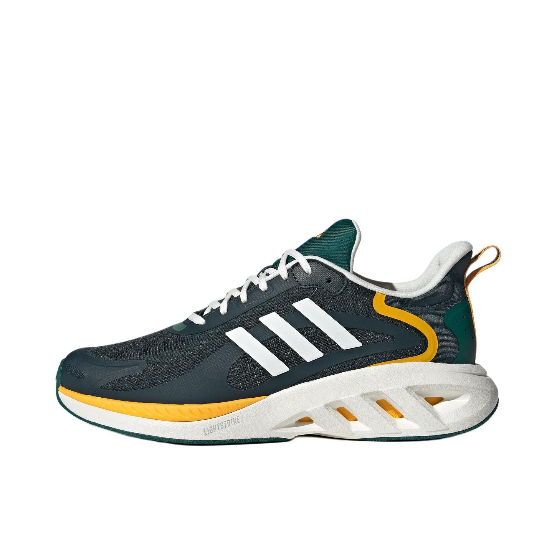 推荐商品：adidas All Day Power 透气 耐磨防滑 舒适轻便 轻运动 合成革 织物 网面 跑鞋 暗绿色/汉玉白/森林绿  