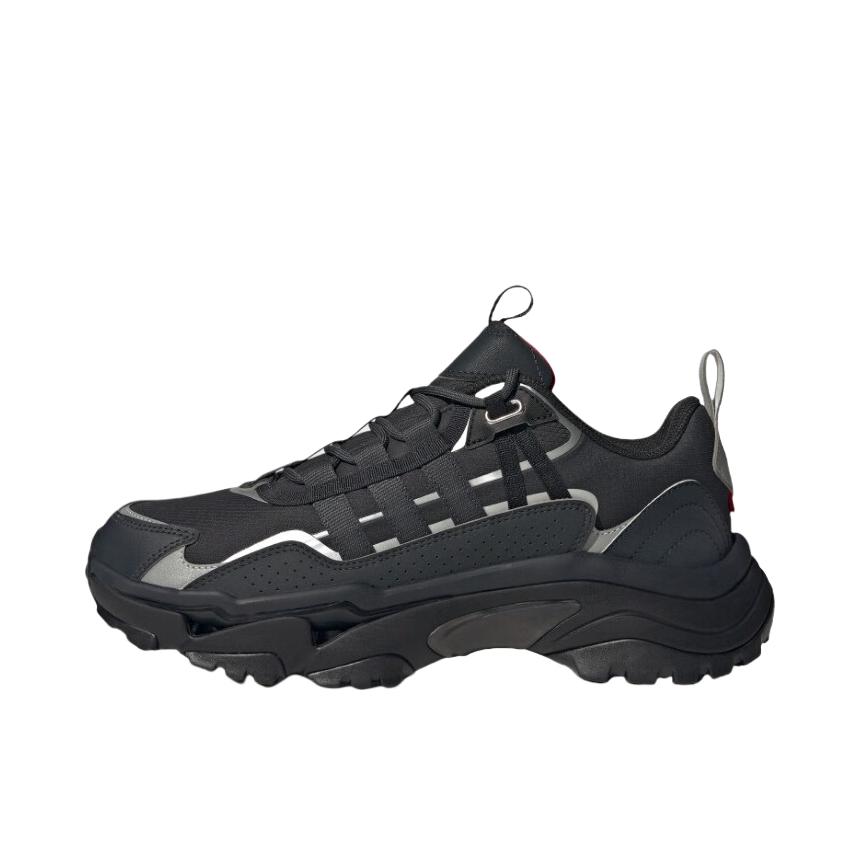 推荐商品：adidas Citywowlk 跑鞋 增高耐磨稳定缓震回弹织物轻运动越野风 黑色/金属银/能量红