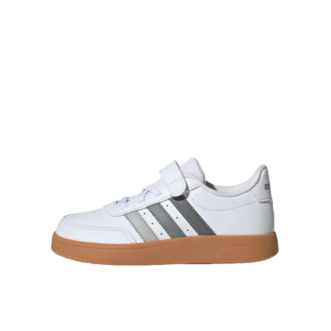 推荐商品：adidas Breaknet 2.0 防滑耐磨 轻便透气 运动 魔术贴 板鞋儿童 小童/白色/灰色/树脂黄