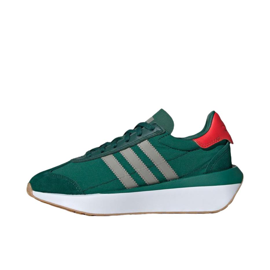 推荐商品：adidas Originals Country Xlg T头鞋 德训鞋 运动休闲鞋 复古防滑耐磨轻便舒适透气绒面革 大童/森林绿/卵石银灰/浅红