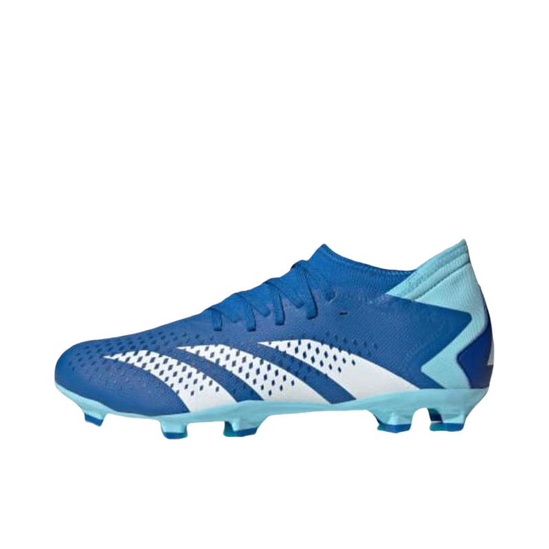 推荐商品：adidas Predator Accuracy.3 FG 中端 胶质长钉 硬天然草场 织物 包裹性 足球鞋 白色/深蓝色