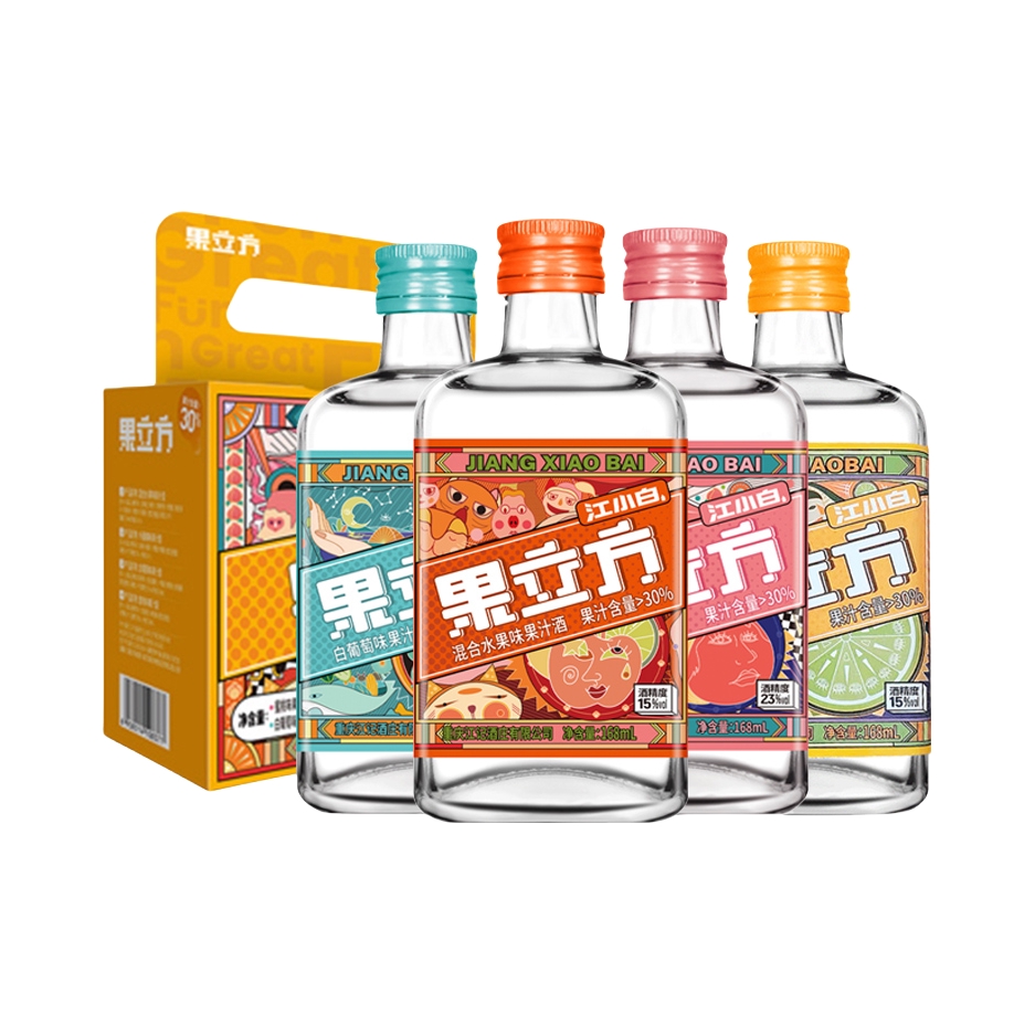 推荐商品：江小白 果立方 15/23度 168ml/瓶 瓶装 多口味组合 低度
