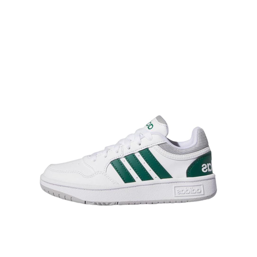 推荐商品：adidas Hoops 3.0 板鞋儿童 防滑耐磨舒适轻便减震百搭休闲 小童/白色/森林绿/灰色