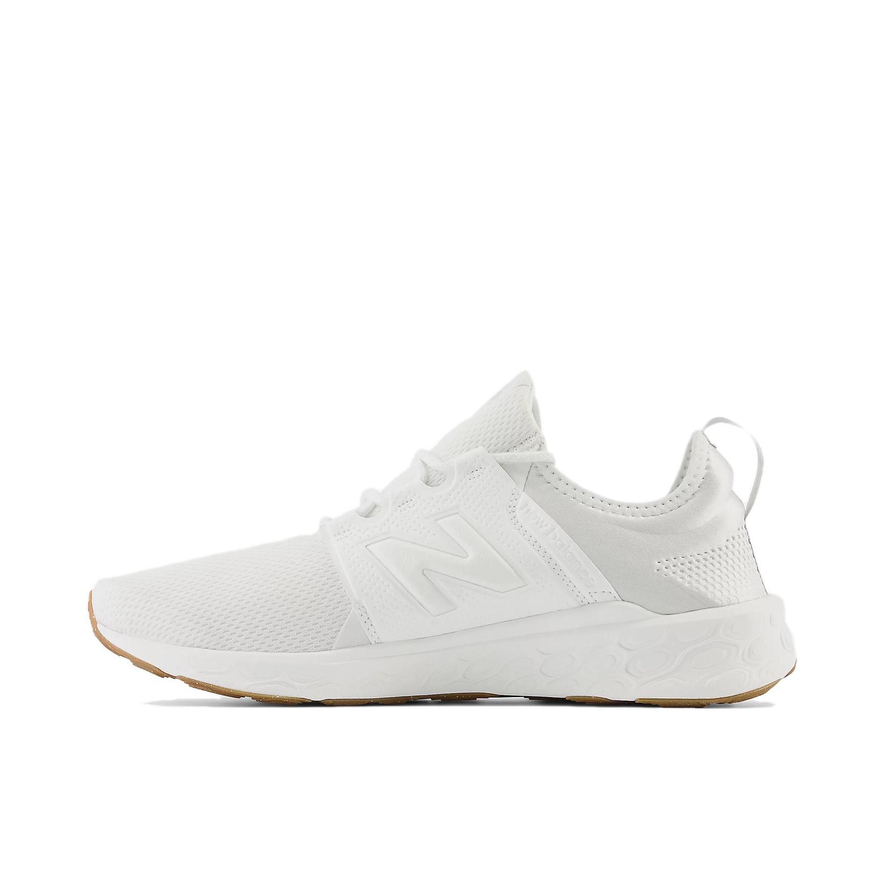 推荐商品：New Balance Fresh Foam Cruz 跑鞋 缓震回弹防滑耐磨轻便透气舒适织物马拉松 男款/白色/棕色  