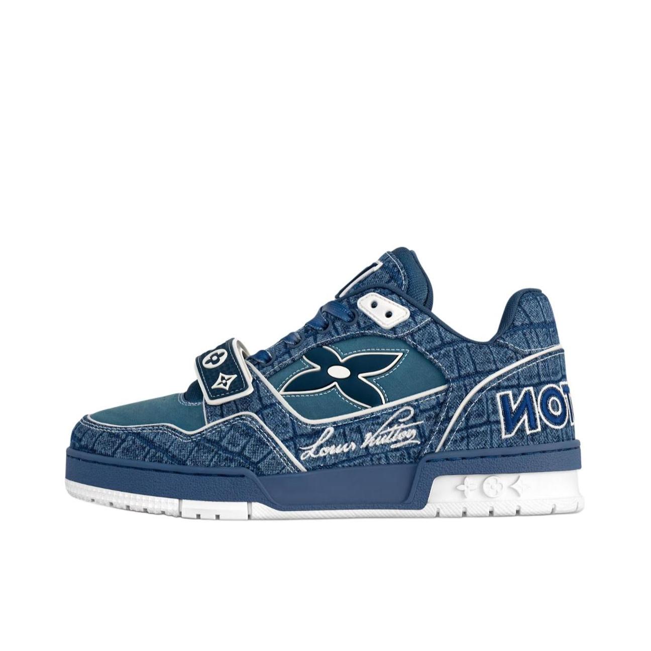 推荐商品：Louis Vuitton 路易威登 Trainer 圆头 系带 低帮 橡胶 板鞋 海蓝色