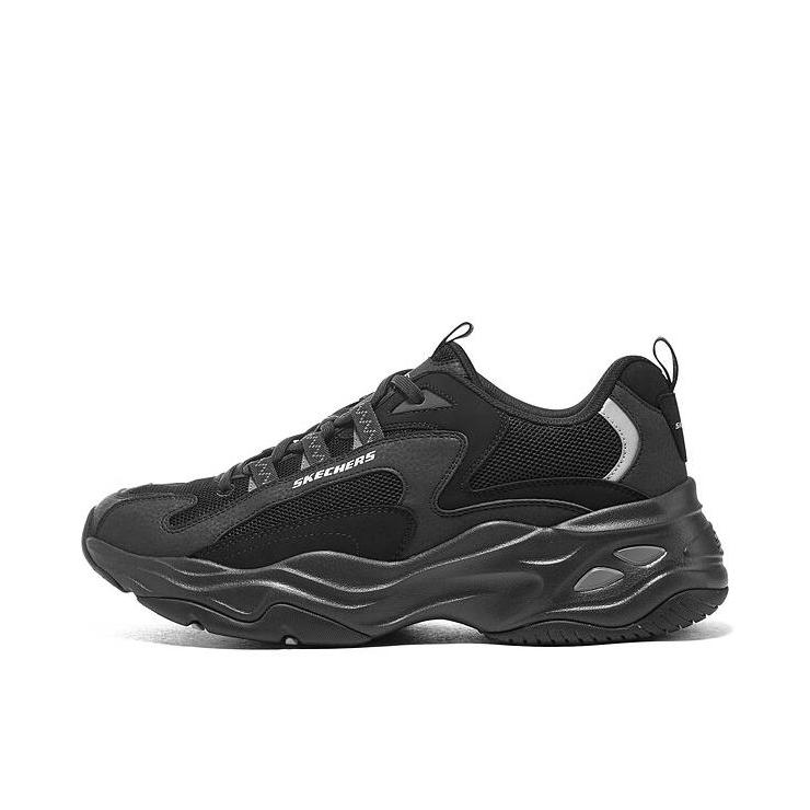 推荐商品：【赵露思同款】 Skechers/斯凯奇 D'Lites 4.0 老爹鞋 熊猫鞋 跑鞋 减震耐磨网面透气复古时尚增高厚底绑带运动休闲 黑色-2