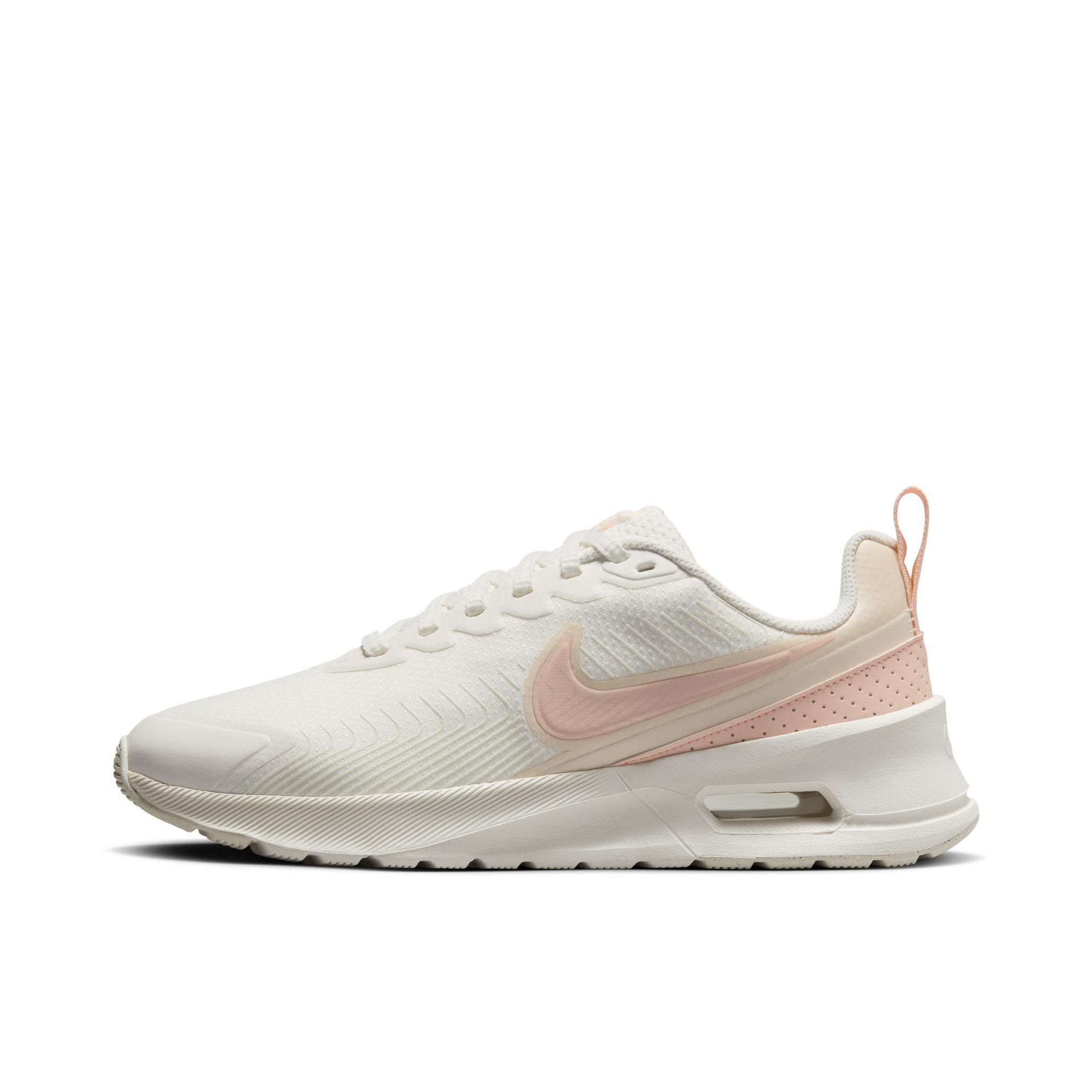 推荐商品：Nike Air Max Nuaxis 跑鞋 网面透气防滑耐磨舒适轻便系带缓震回弹百搭支撑抓地 女款/粉色/白色