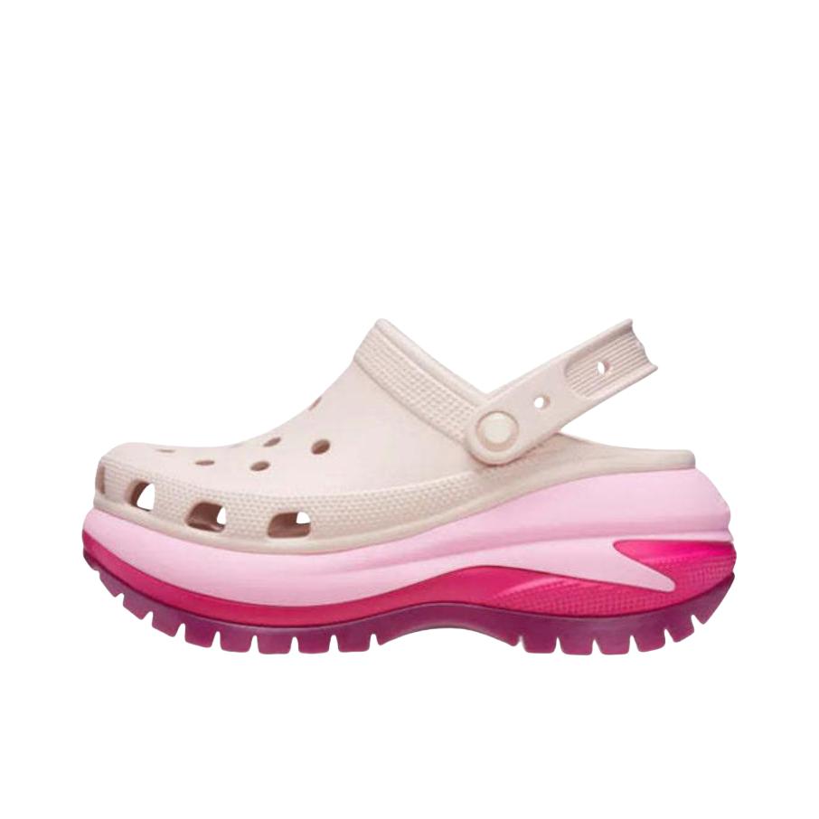 推荐商品：Crocs/卡骆驰 Classic Mega Crush Clog 防滑耐磨 轻便透气 包头 增高 沙滩 外穿 拖鞋 洞洞鞋 凉鞋 白色/浅粉色