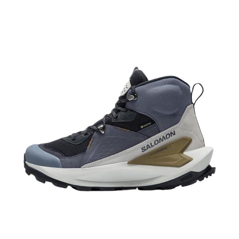 推荐商品：Salomon/萨洛蒙 Elixir Mid GTX 户外鞋 登山鞋 越野跑鞋 防水防滑耐磨缓震长距离织物中帮 男款/深藏青色