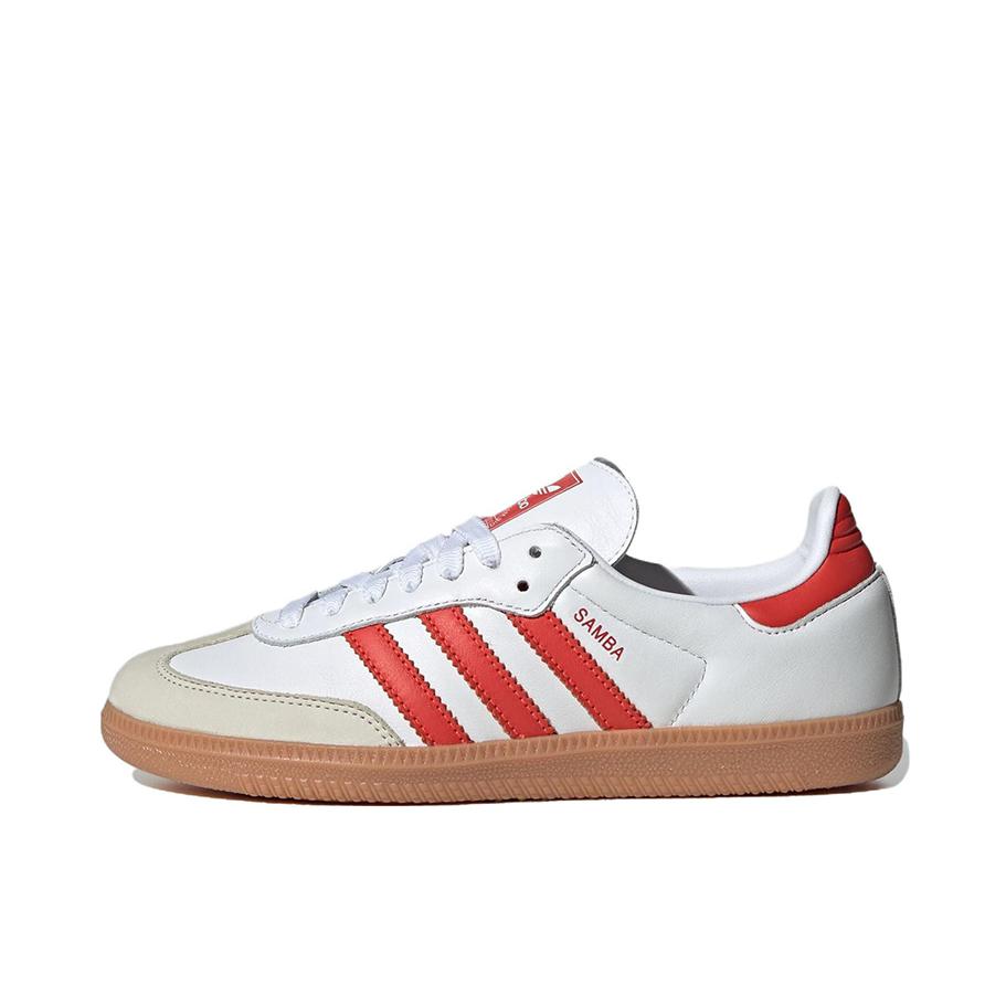 推荐商品：adidas Originals Samba OG T头鞋 板鞋 经典复古舒适百搭耐磨合成革圆头薄底贴合 女款/白色/红色