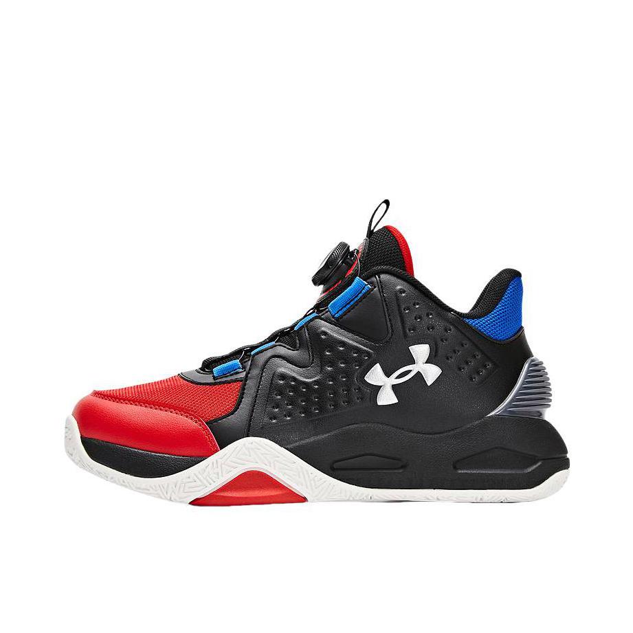推荐商品：Under Armour/安德玛 实战 防滑耐磨 轻便透气 旋钮 缓震 时尚百搭 篮球鞋 2441203 大童/黑色/红色