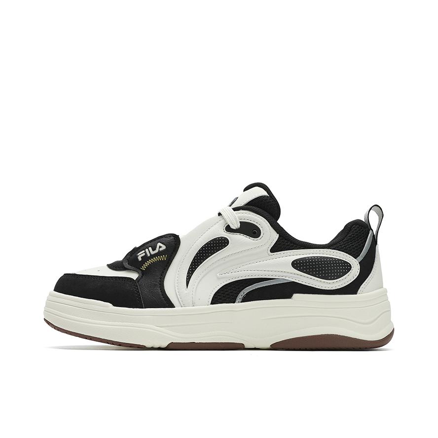 推荐商品：FILA/斐乐 VIBE 板鞋 复古厚底轻便防滑 黑色/初雪白