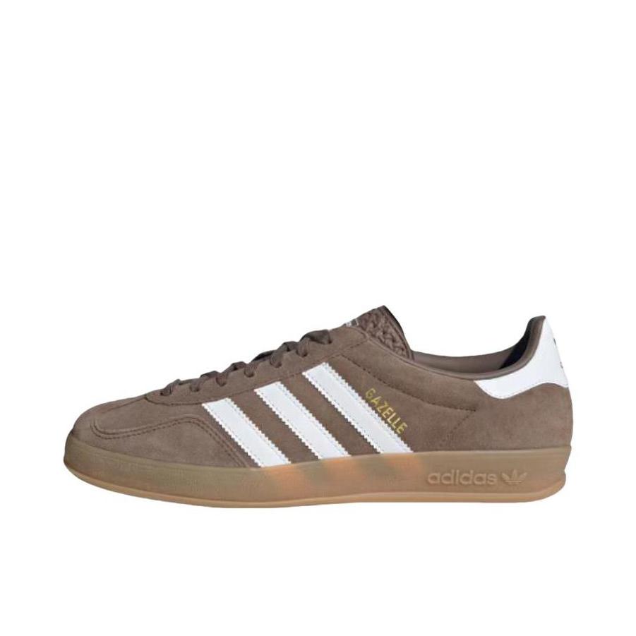 推荐商品：adidas Originals Gazelle Indoor T头鞋 德训鞋 板鞋 舒适缓震防滑耐磨绒面革复古 棕色/白色 