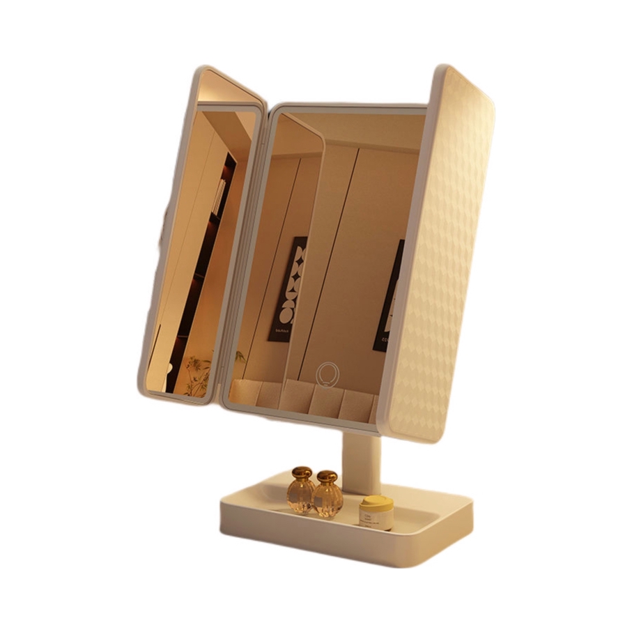 推荐商品：魔片的故事 台式桌面三折LED化妆镜 高清不变形