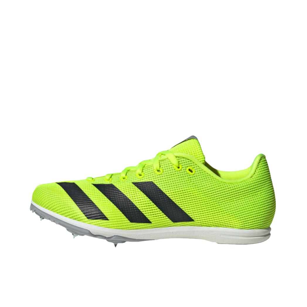 推荐商品：adidas Distancestar Spikes 跑鞋 缓震轻便透气舒适防滑田径短跑体考 大童/荧光绿