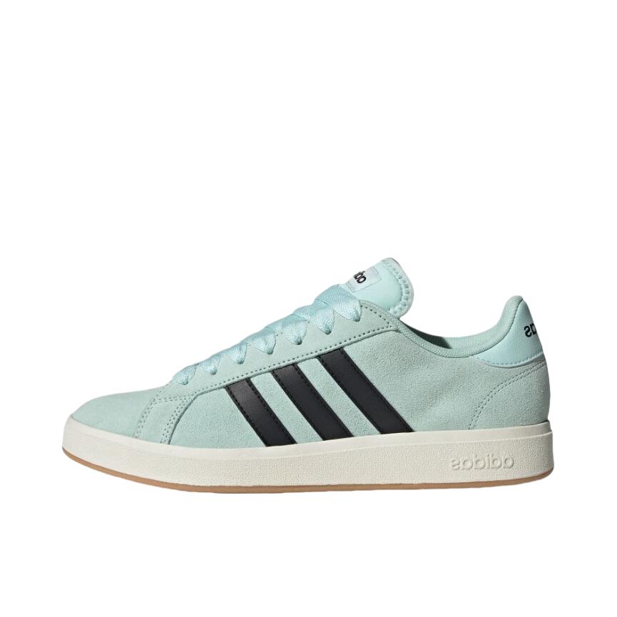adidas Grand Court Base 00s 面包鞋 板鞋 防滑耐磨轻运动合成革 薄荷绿/黑色/汉玉白