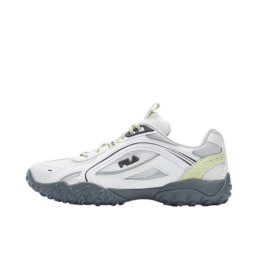 推荐商品：FILA/斐乐 PEBBLE 舒适耐磨 防滑减震 织物 耐用 回弹 复古百搭 运动休闲 薄底 舞蹈鞋 德训鞋 老爹鞋 女款/百合白/南极灰