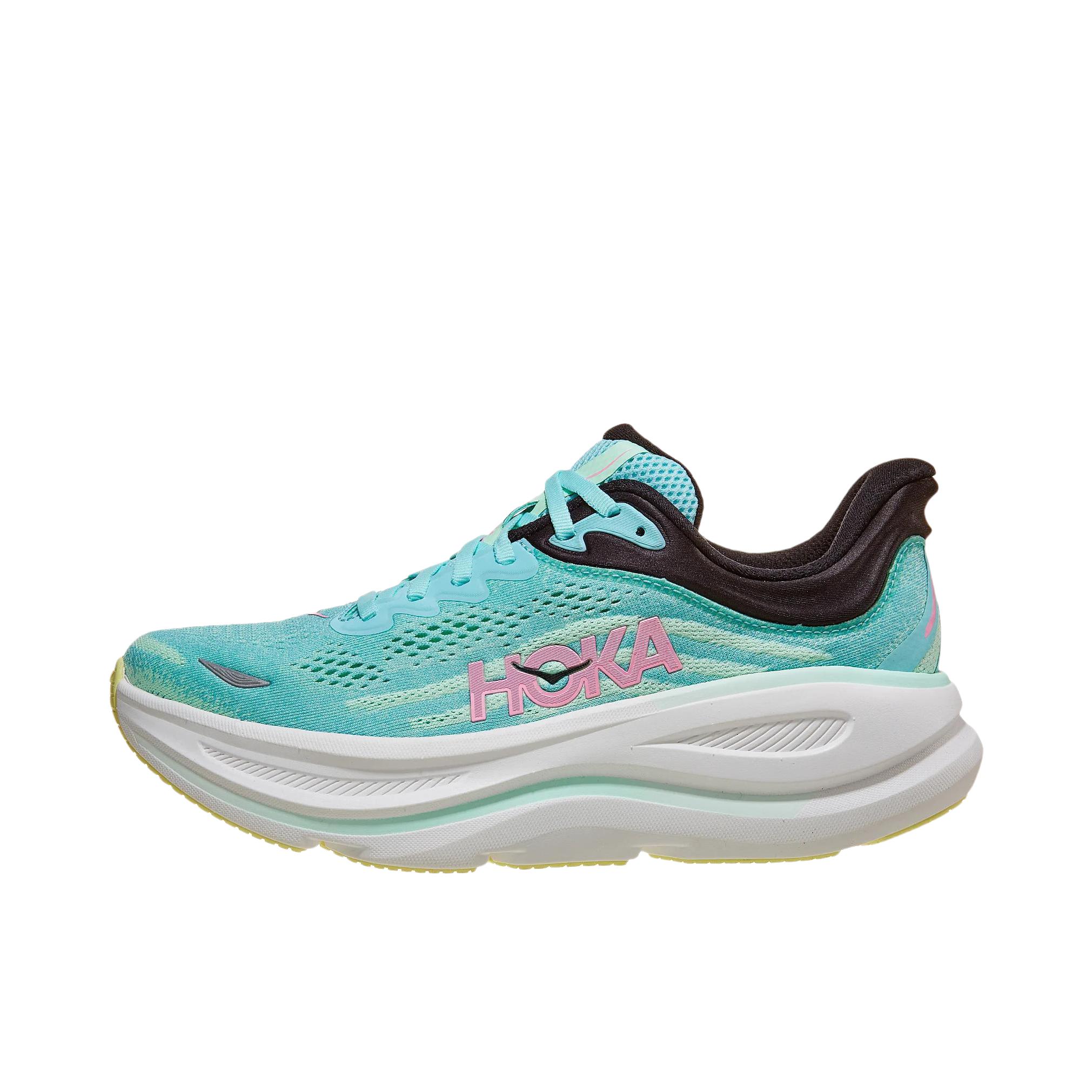 推荐商品：HOKA ONE ONE Bondi 9 越野跑鞋 防滑耐磨缓震透气低帮舒适百搭 女款/蓝色薄荷绿