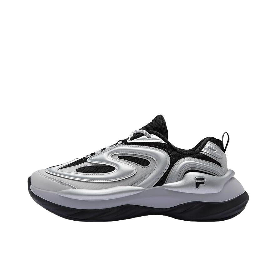 推荐商品：FILA/斐乐 Buzzard 陨石 防滑耐磨 厚底增高 网布 织物 合成革 支撑 防水 老爹鞋 灰色/黑色