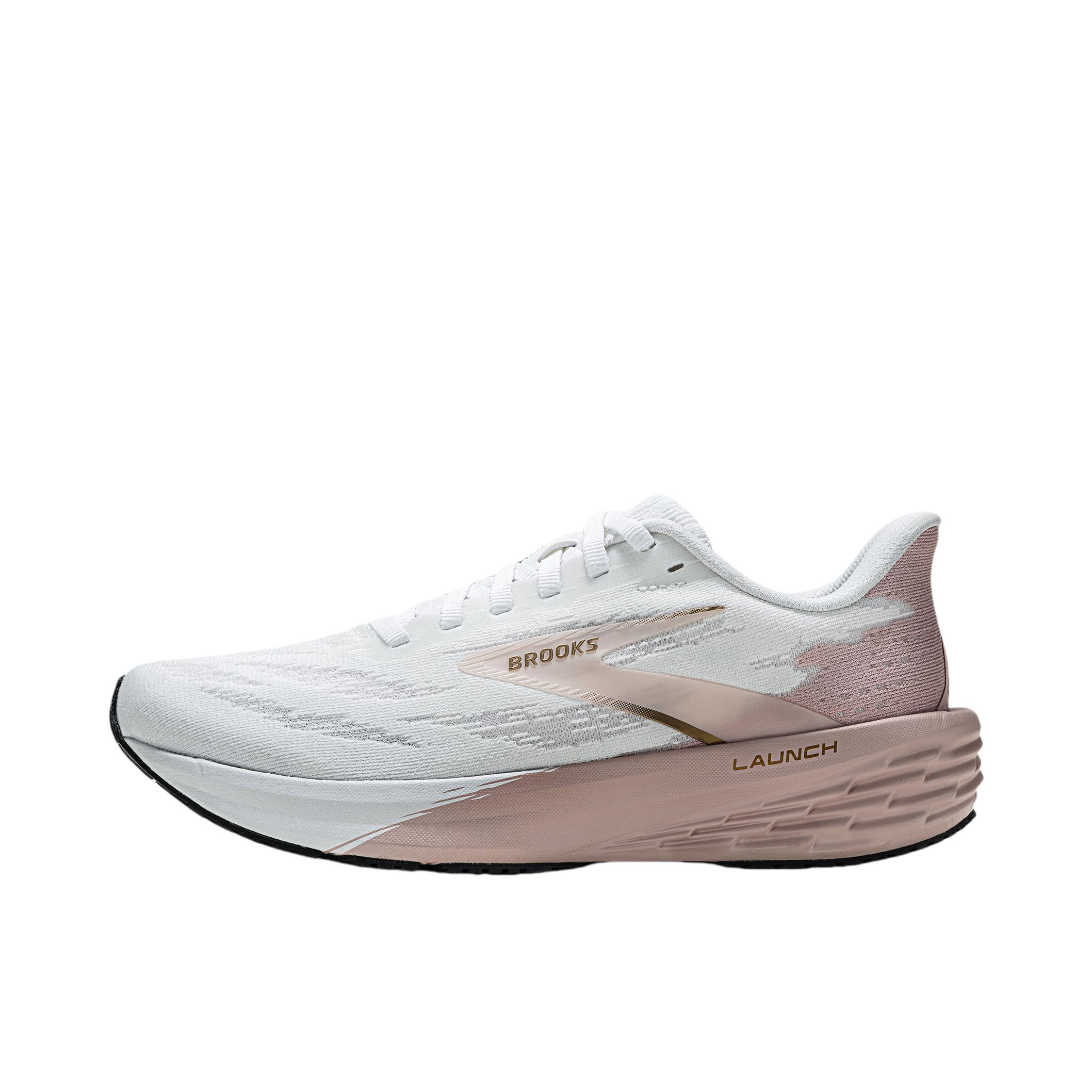 推荐商品：Brooks/布鲁克斯 Launch 11 跑鞋 防滑耐磨低帮圆头 男款/白色/金色/粉色