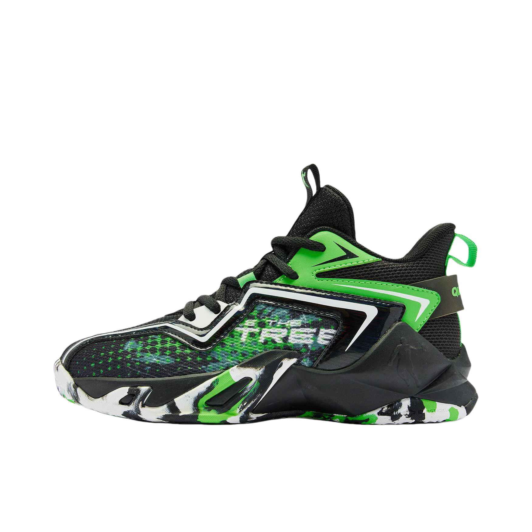 推荐商品：乔丹体育 防滑 防踢 中帮 合成革 儿童篮球鞋 QM515010 大童/黑色/轻雨绿