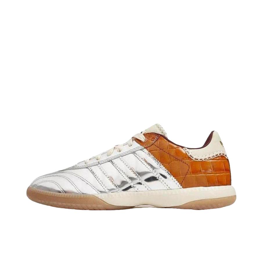 推荐商品：adidas Originals SAMBA MN T头鞋 德训鞋 板鞋 防滑耐磨低帮圆头系带薄底 WALES BONNER联名/银色/棕色