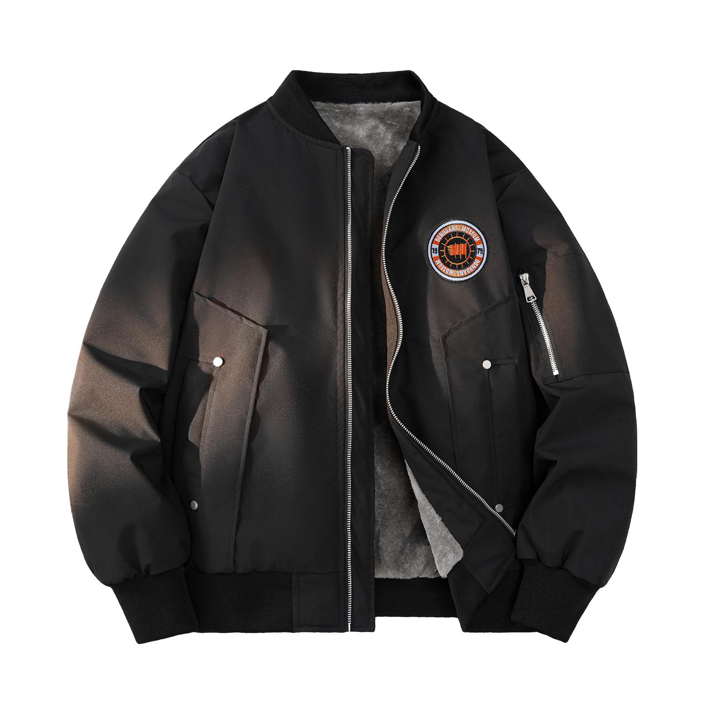 推荐商品：DUNHUANG INSPIRATION/敦煌文创  棒球领加绒加厚解构分割棉服 男女同款 DH-CX01-5820 黑/加绒