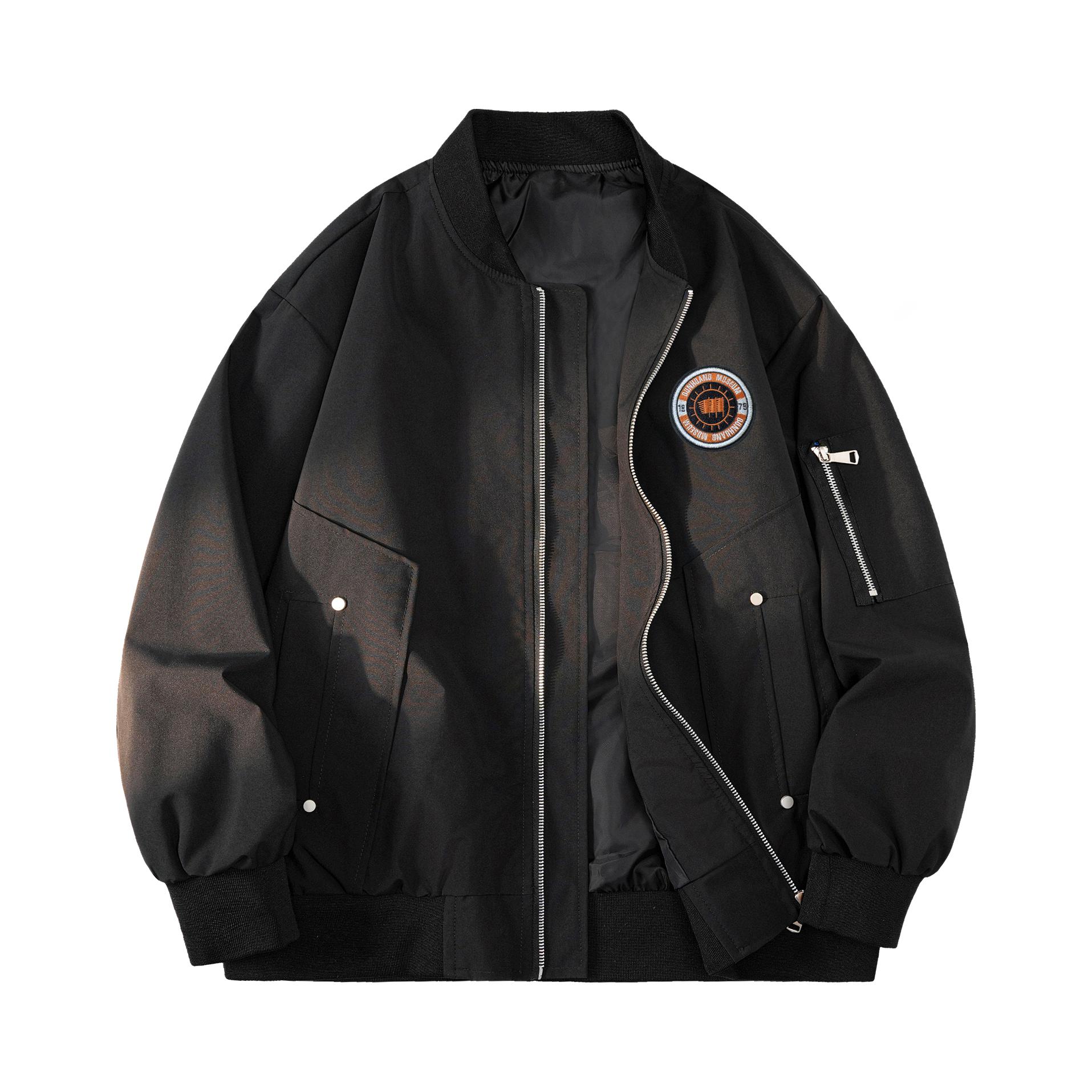 推荐商品：DUNHUANG INSPIRATION/敦煌文创  棒球领加绒加厚解构分割棉服 男女同款 DH-CX01-5820 深黑