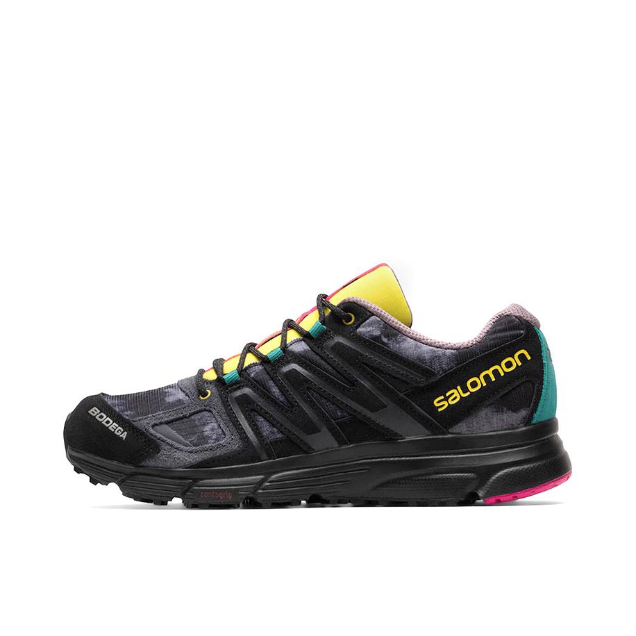 推荐商品：Salomon/萨洛蒙 X-Mission 4 户外功能 减震回弹 防滑耐磨 舒适轻便 网布透气 拼接 复古运动 跑鞋 Bodega联名/黑色