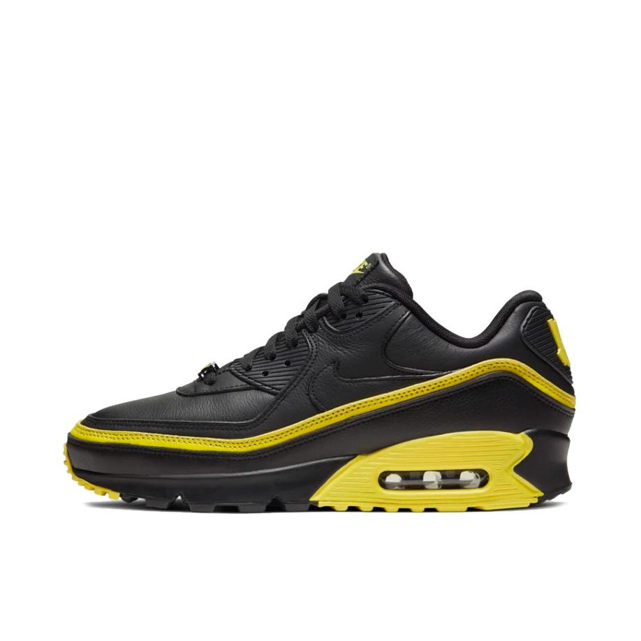 推荐商品：Nike Air Max 90 跑鞋 气垫合成革缓震透气复古增高圆头贴合拼接 Black/Optic Yellow UNDEFEATED联名/黑色/黄色
