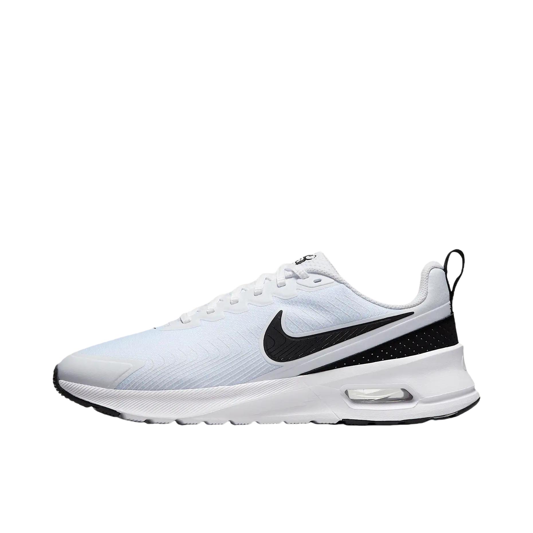 推荐商品：Nike Air Max Nuaxis 跑鞋 网面透气防滑耐磨舒适轻便系带缓震回弹百搭支撑抓地 白色/黑色