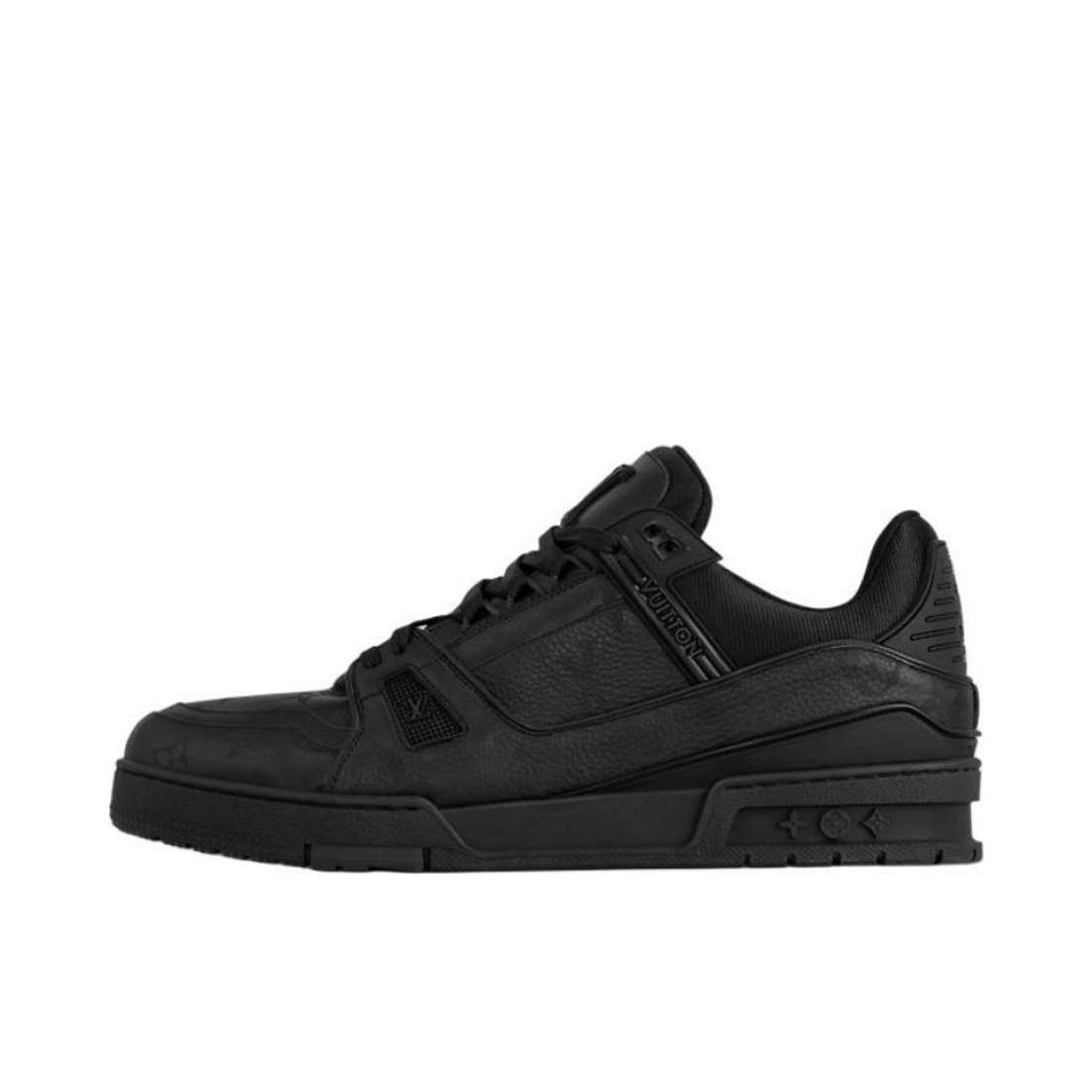Louis Vuitton Trainer系列 时尚 牛皮 圆头 防滑 轻便 板鞋 墨黑色